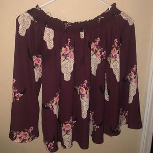 off the shoulder cow skull blouse